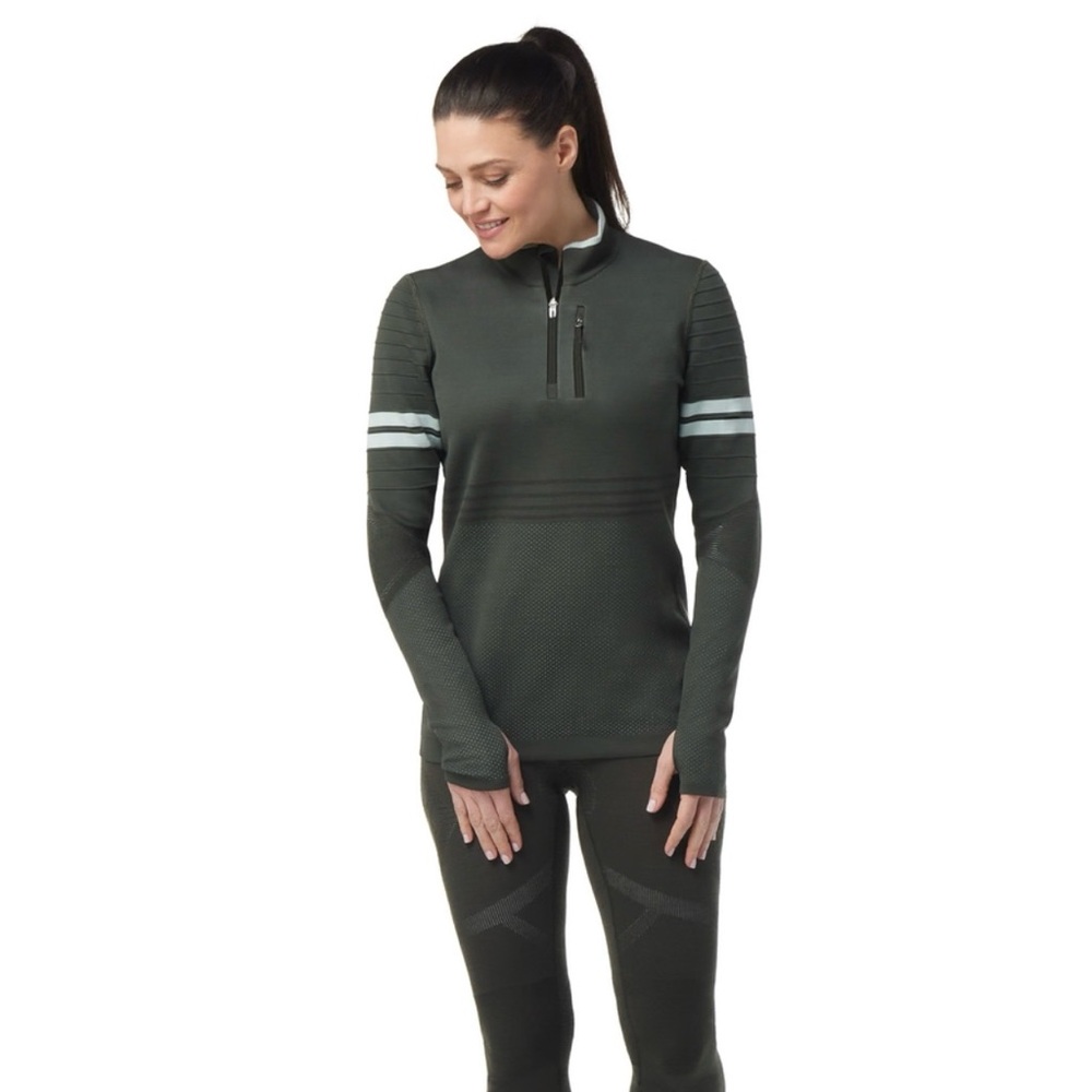 Smartwool intraknit Merino Tech 1/4 Zip Pullover Dark Green Size XS
